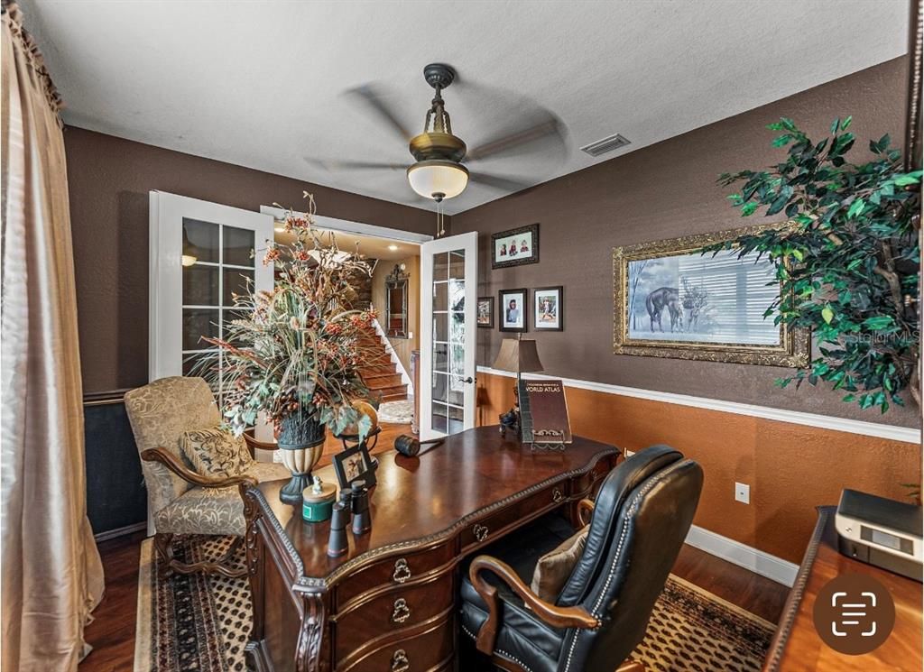 Home Office, Interior, Recessed Lighting, Wood Texture Flooring