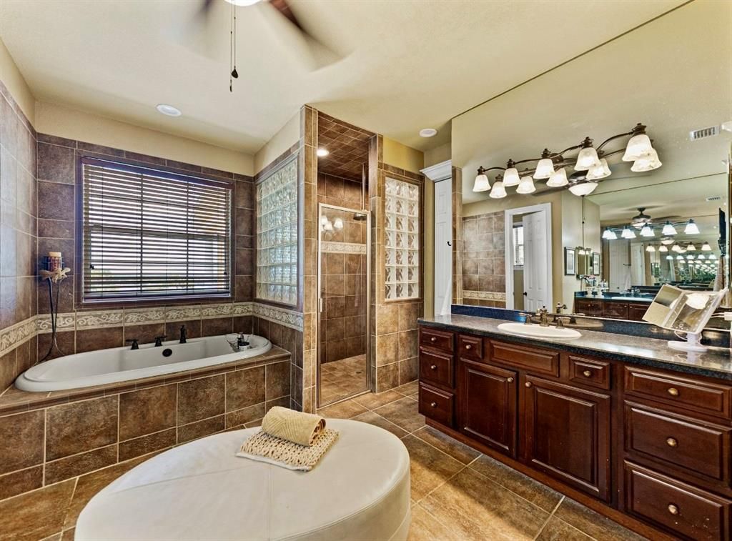 Bathroom, Dual Sink Vanities, Glass Shower, Interior, Recessed Lighting