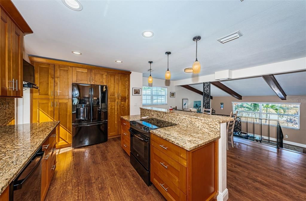 Interior, Kitchen, Pendant Lights, Recessed Lighting, Wood Texture Flooring
