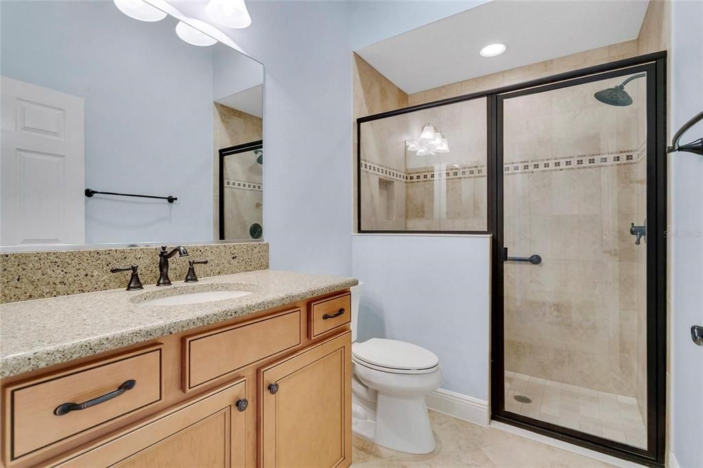 Bathroom, Glass Shower, Interior, Recessed Lighting