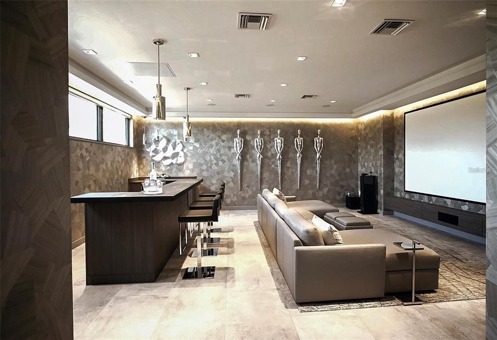 Interior, Pendant Lights, Projection Screen, Recessed Lighting, Theatre Room