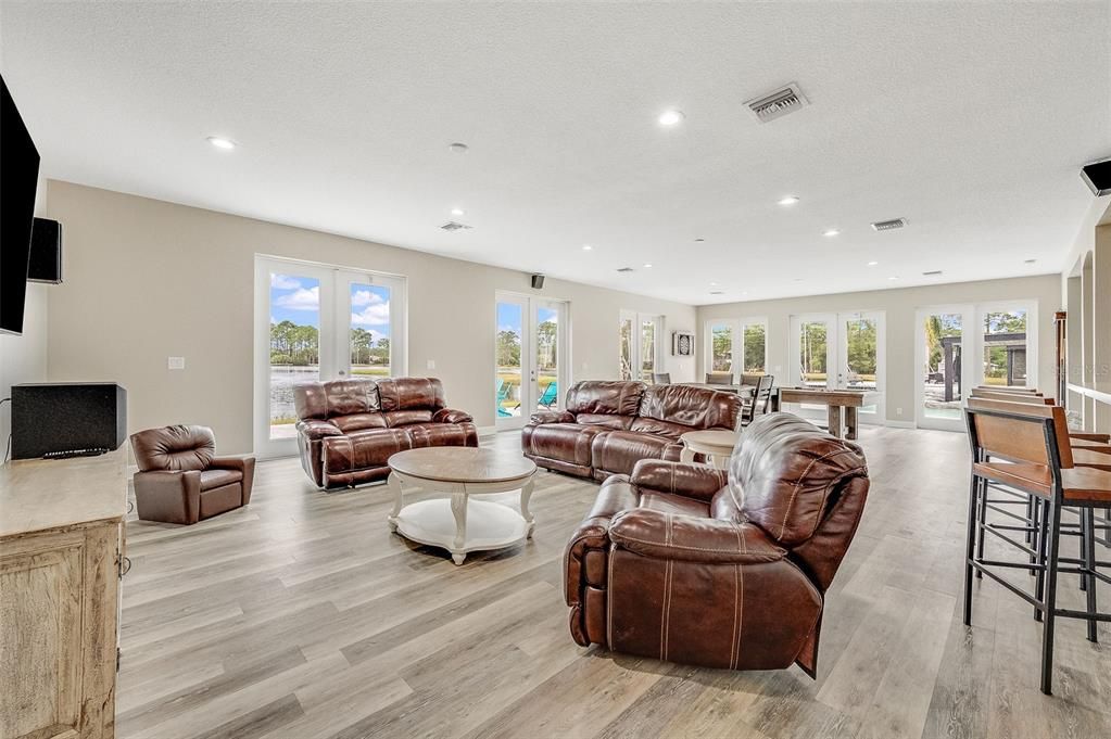 Game Room, Interior, Living room, Recessed Lighting, Wood Texture Flooring