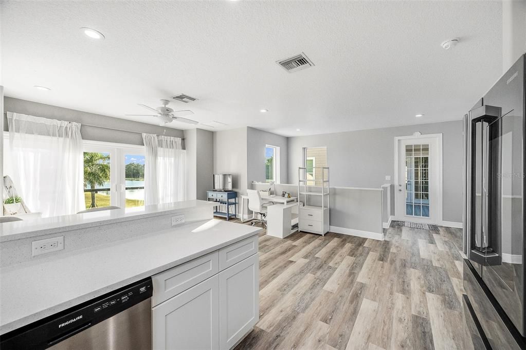 Interior, Kitchen, Recessed Lighting, Wood Texture Flooring