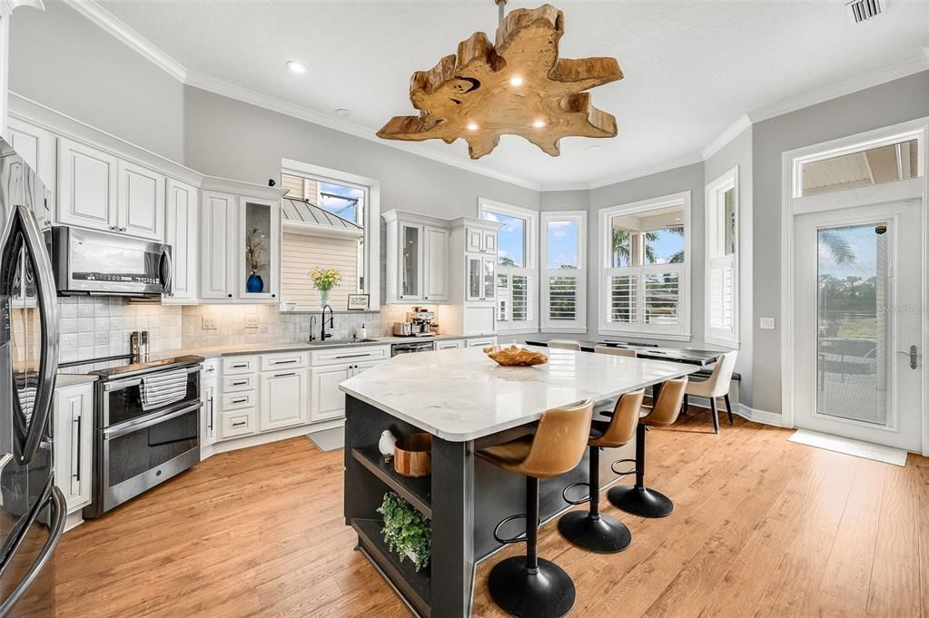 Interior, Kitchen, Recessed Lighting, Wood Texture Flooring