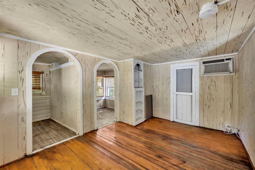 Empty room, Interior, Stone Walls, Wood Texture Flooring