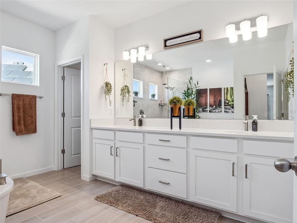 Bathroom, Dual Sink Vanities, Interior, Wood Texture Flooring