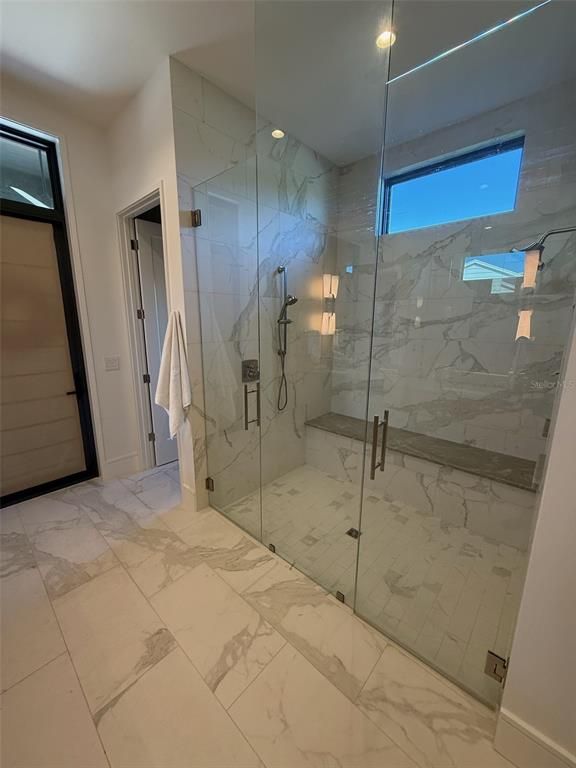 Bathroom, Glass Shower, Interior, Marble, Marble Walls