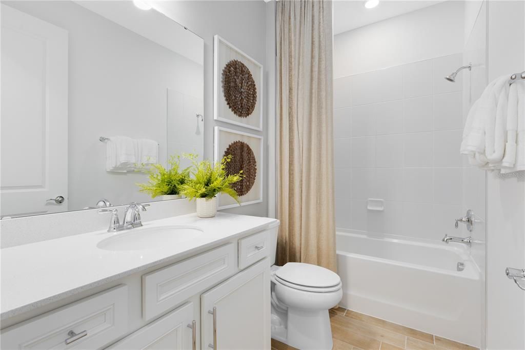 Bathroom, Interior, Recessed Lighting, Wood Texture Flooring