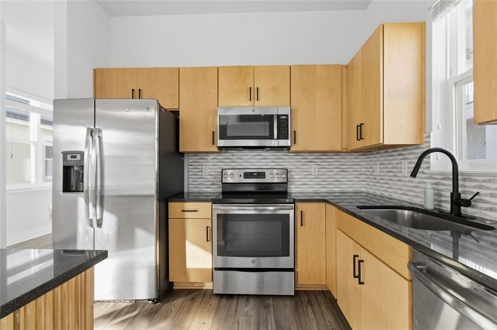 Interior, Kitchen, Stainless Steel Appliances, Wood Texture Flooring