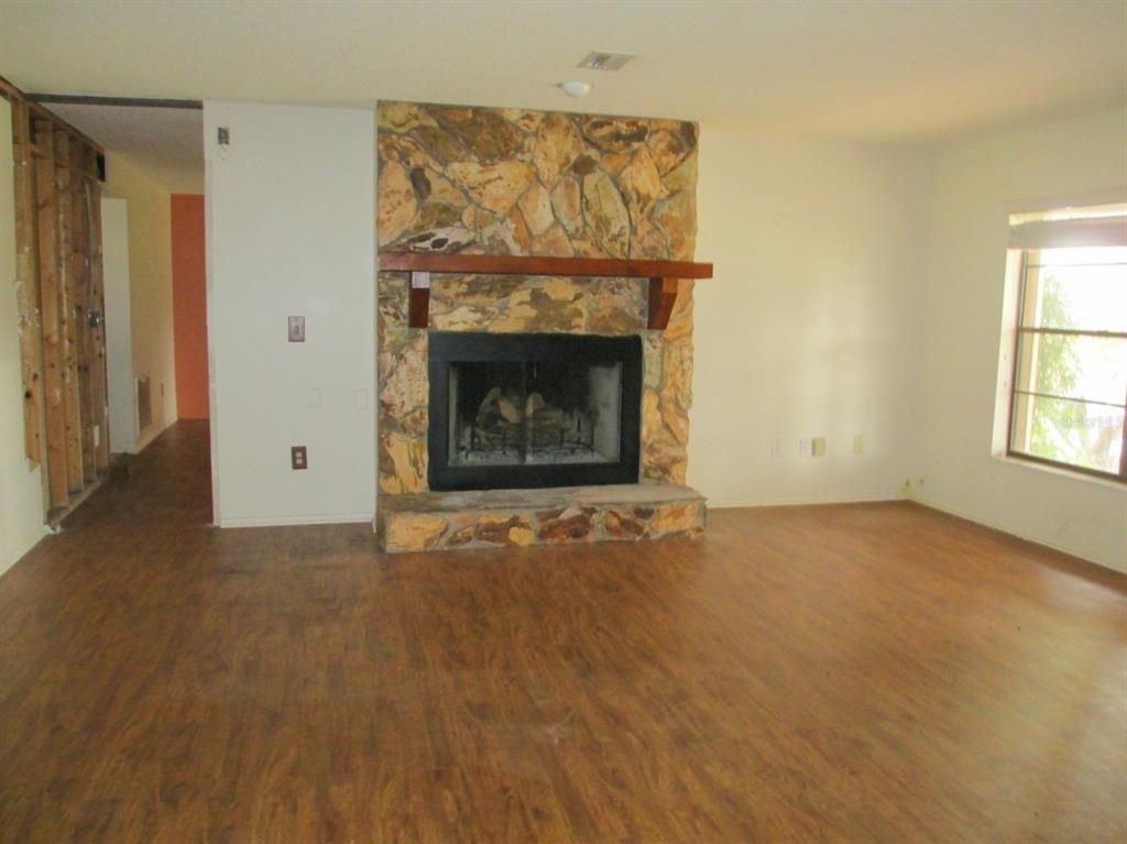 Empty room, Fireplace, Interior, Wood Texture Flooring