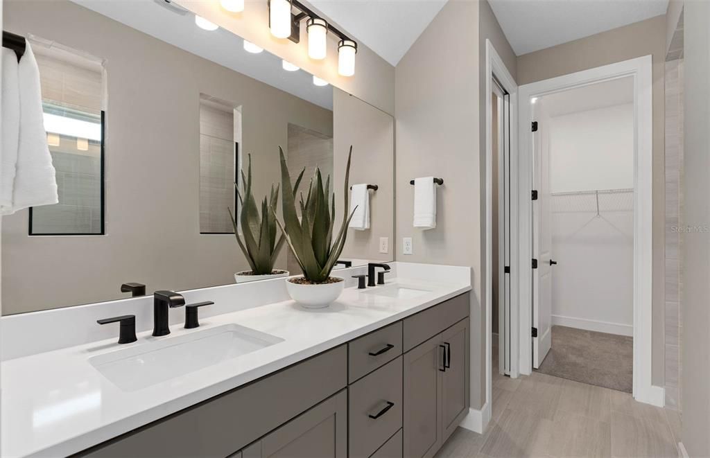 Bathroom, Dual Sink Vanities, Interior, Wood Texture Flooring