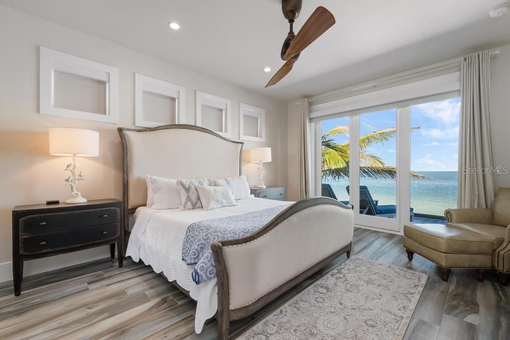 Bedroom, Interior, Recessed Lighting, Water, Wood Texture Flooring