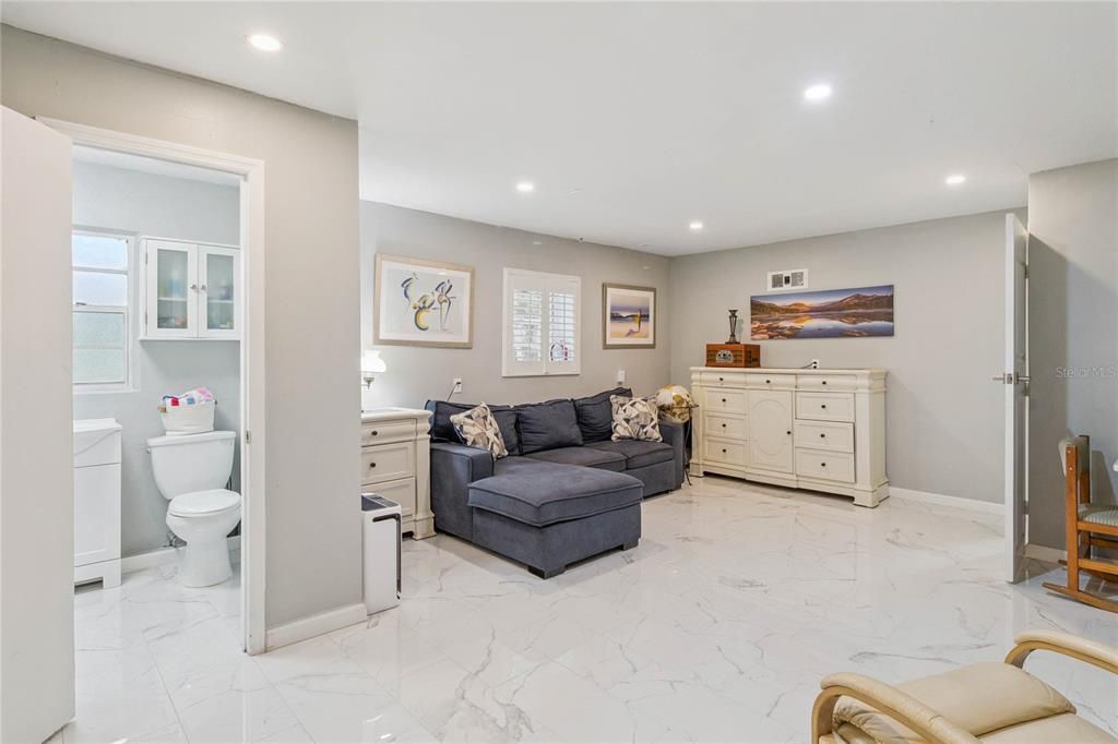 Bathroom, Interior, Marble, Recessed Lighting