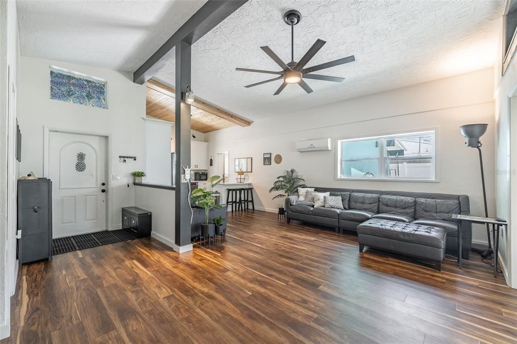 Interior, Living room, Wooden Beams, Wood Texture Flooring