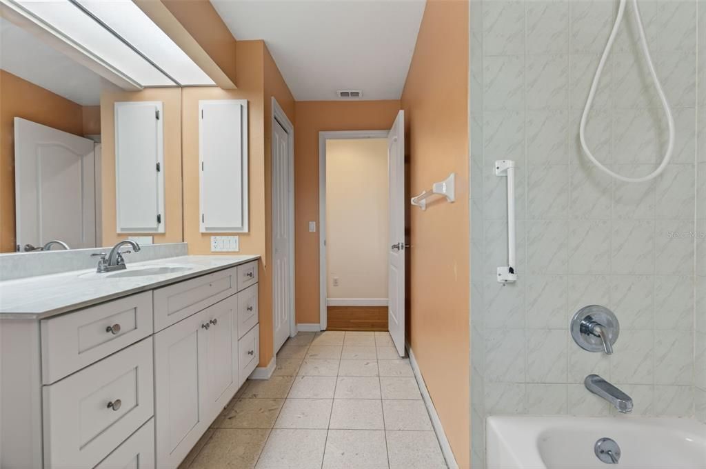 Bathroom, Dual Sink Vanities, Interior, Marble Walls