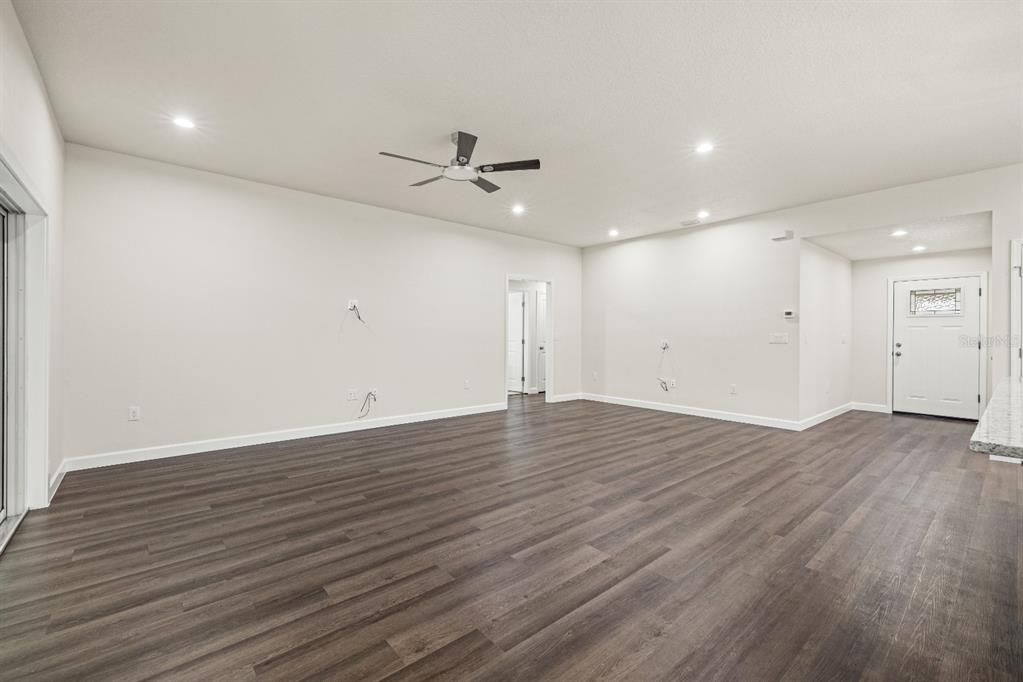 Empty room, Interior, Recessed Lighting, Wood Texture Flooring