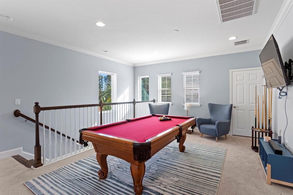 Billiard Table, Game Room, Interior, Recessed Lighting