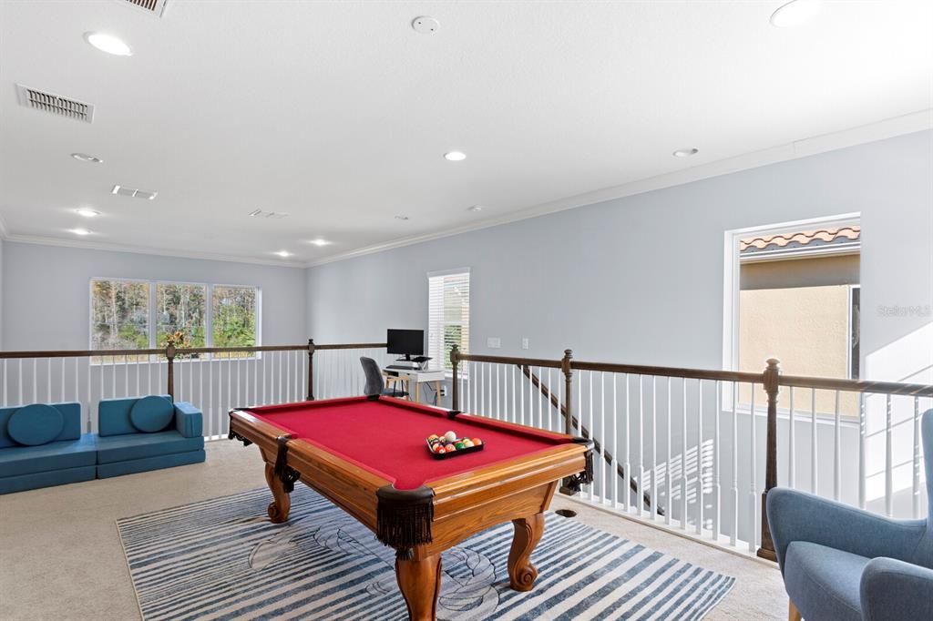 Billiard Table, Game Room, Interior, Recessed Lighting