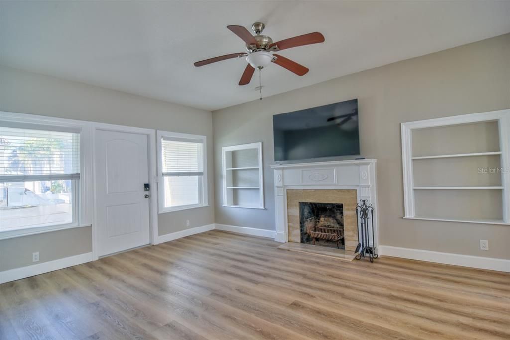 Empty room, Fireplace, Interior, Wood Texture Flooring