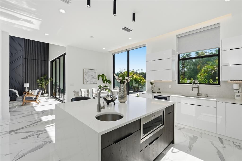 Interior, Kitchen, Marble, Recessed Lighting