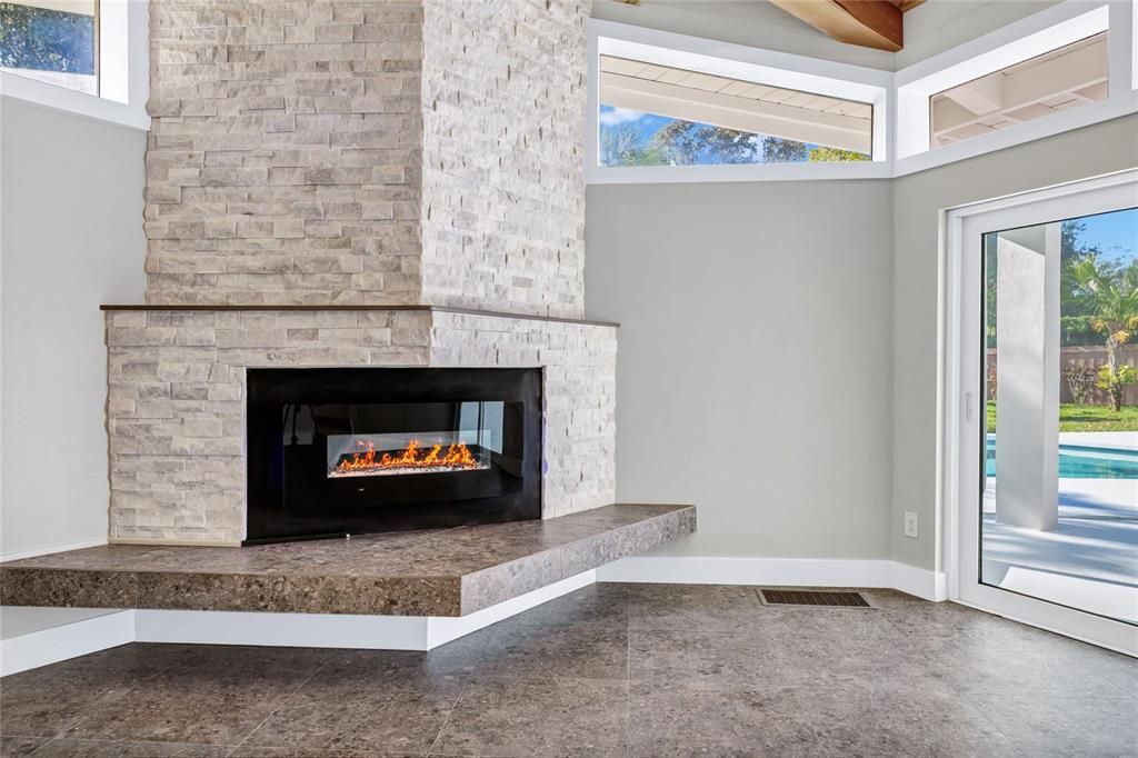 Fireplace, Interior, Stone Walls
