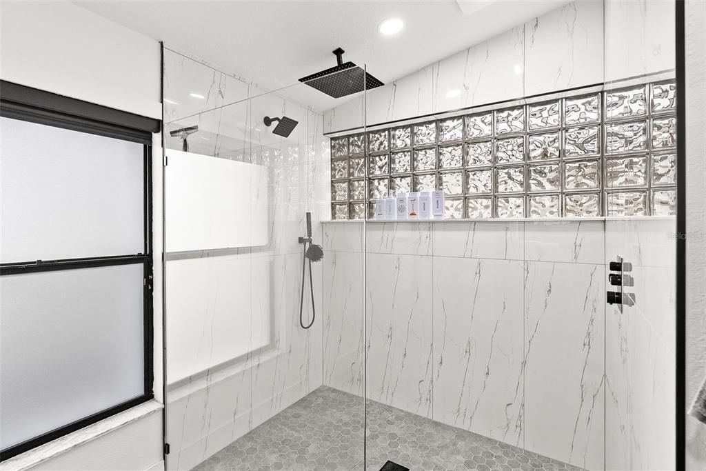 Bathroom, Glass Shower, Interior, Recessed Lighting