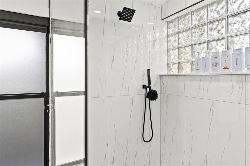 Bathroom, Glass Shower, Interior, Marble Walls