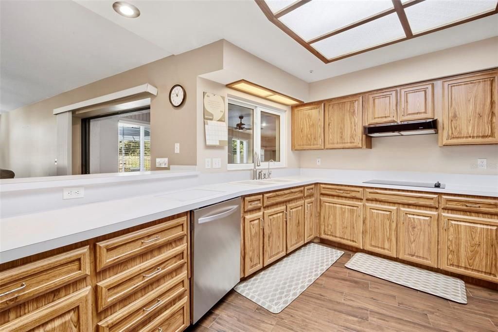 Interior, Kitchen, Recessed Lighting, Wood Texture Flooring