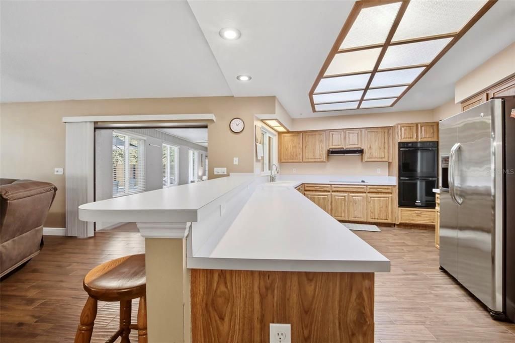 Interior, Kitchen, Recessed Lighting, Wood Texture Flooring