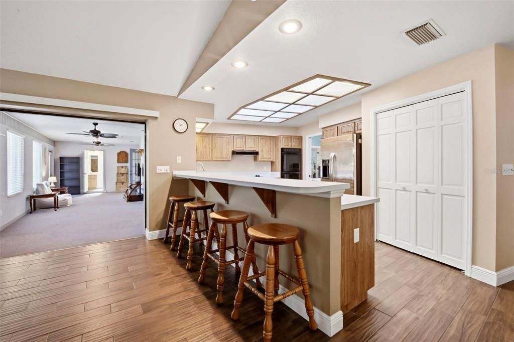 Interior, Kitchen, Recessed Lighting, Wood Texture Flooring