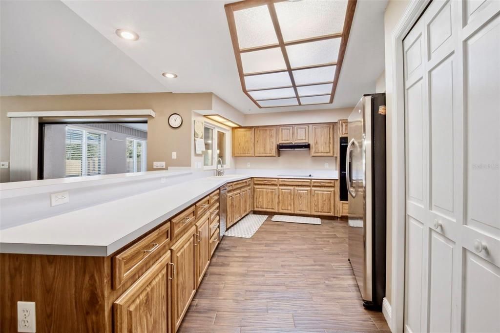 Interior, Kitchen, Recessed Lighting, Wood Texture Flooring