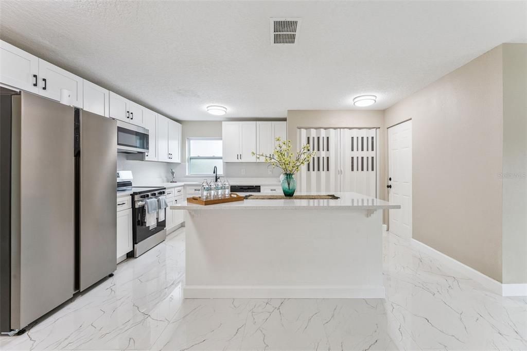 Interior, Kitchen, Marble, Stainless Steel Appliances