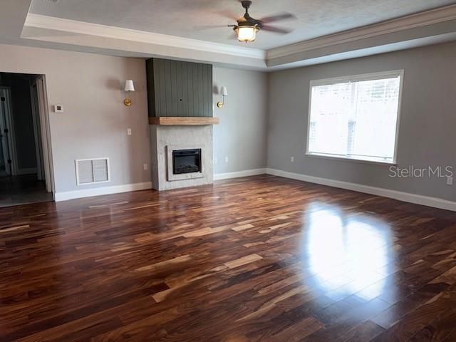 Empty room, Fireplace, Interior, Wood Texture Flooring