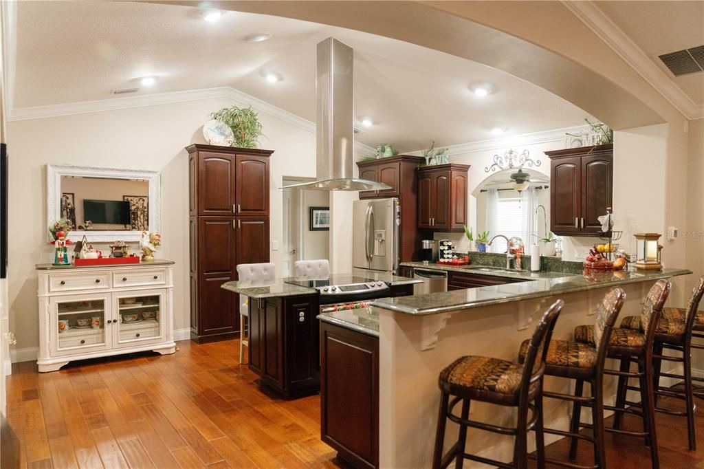 Interior, Kitchen, Recessed Lighting, Wood Texture Flooring