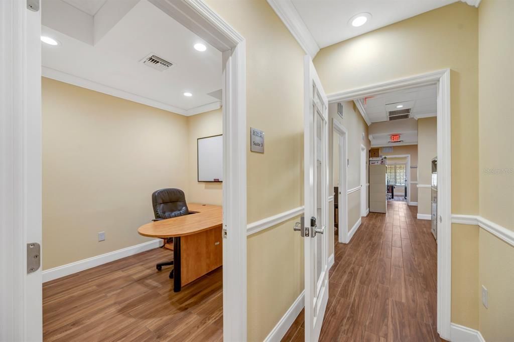 Home Office, Interior, Recessed Lighting, Wood Texture Flooring