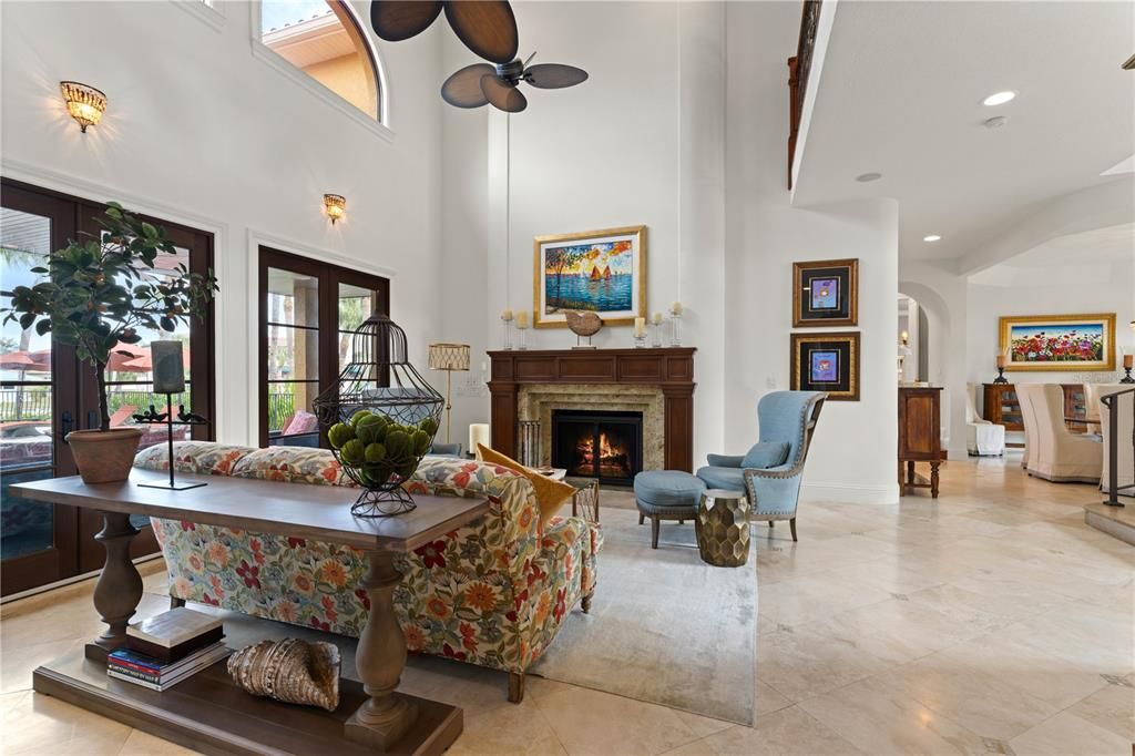 Fireplace, Interior, Living room, Recessed Lighting