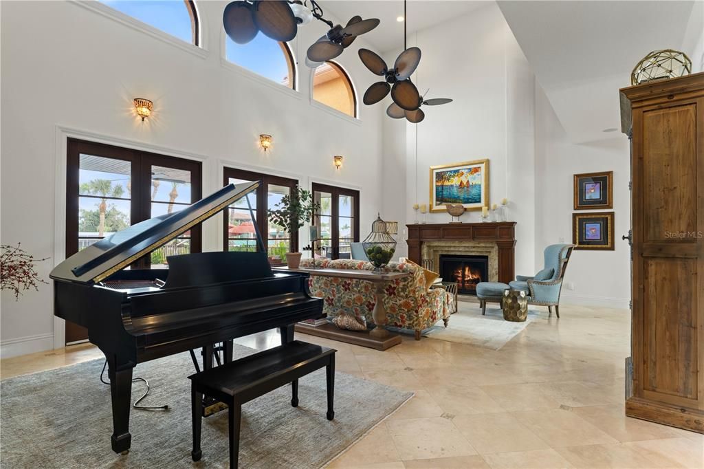 Fireplace, Interior, Piano