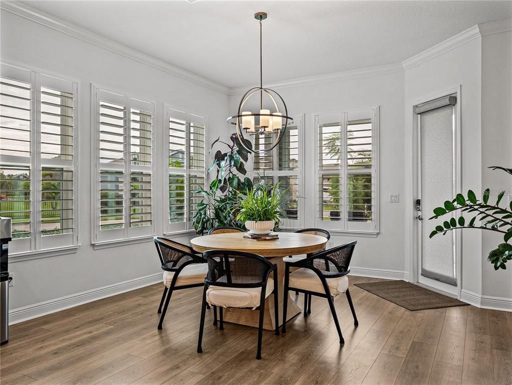 Chandelier, Dining room, Interior, Wood Texture Flooring