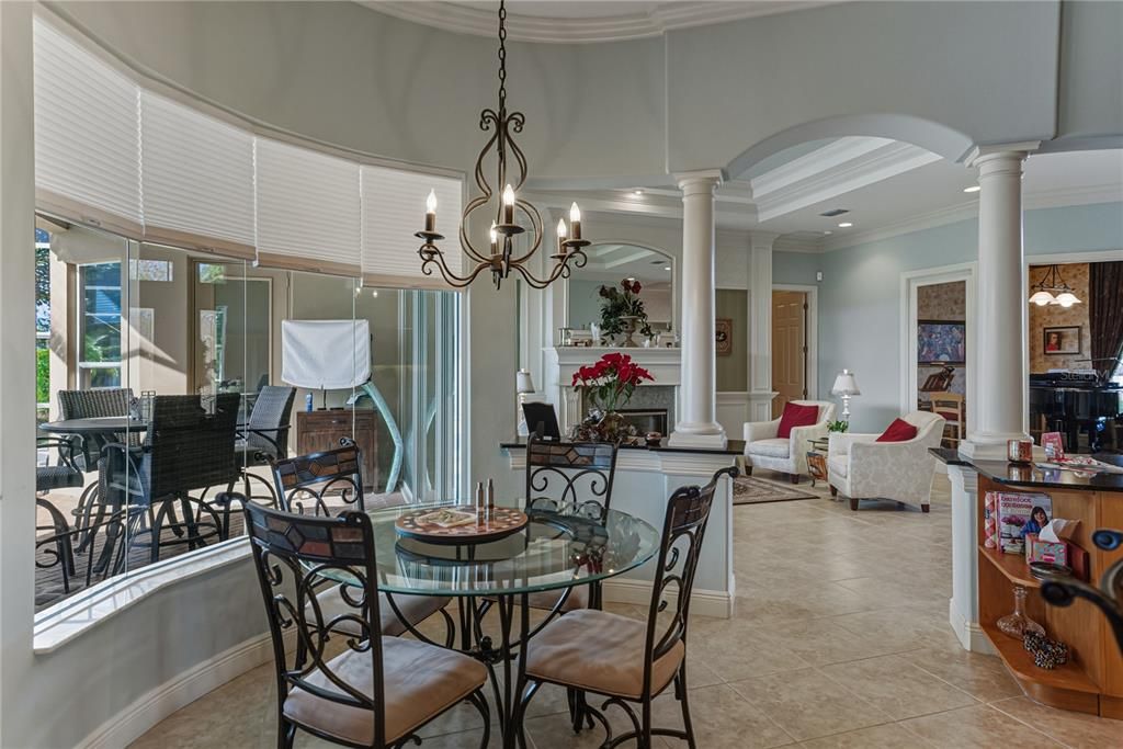 Chandelier, Dining room, Fireplace, Interior, Living room, Pendant Lights, Recessed Lighting