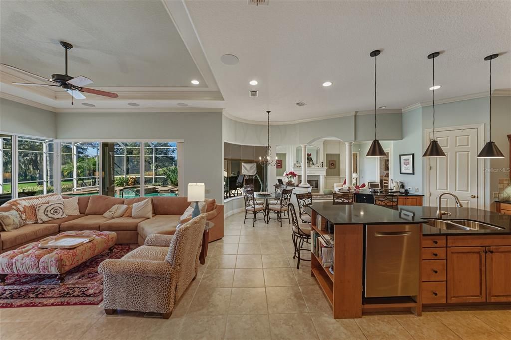 Dining room, Interior, Kitchen, Living room, Pendant Lights, Recessed Lighting, Stainless Steel Appliances