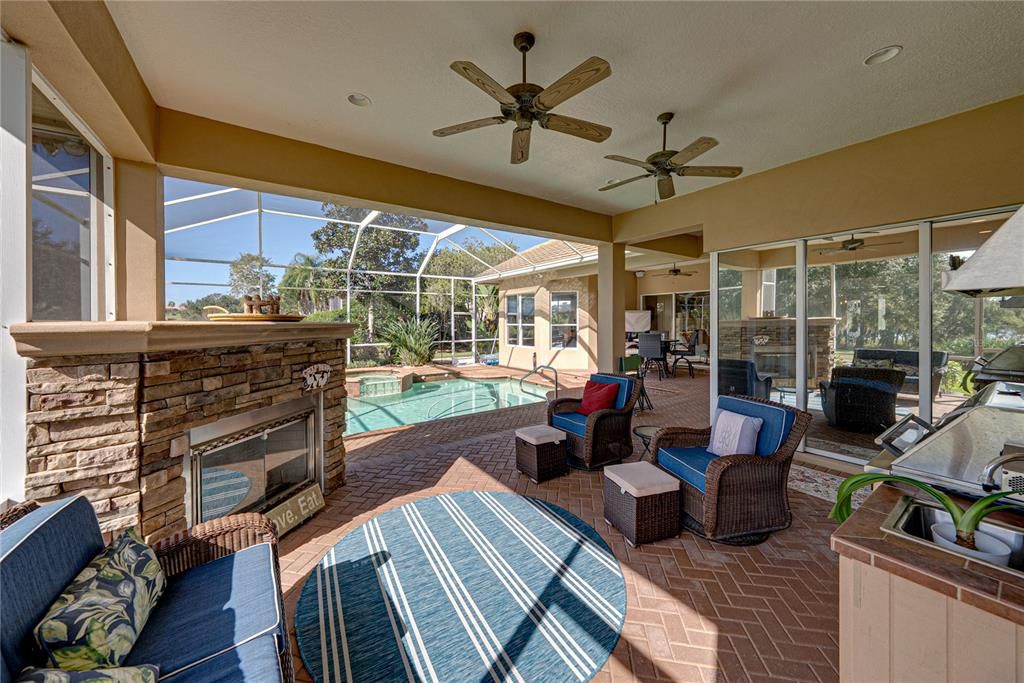 Fireplace, Glass Ceilings, Interior, Pool, Recessed Lighting, Sun Room