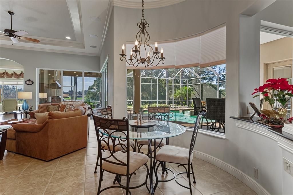 Chandelier, Dining room, Interior, Living room, Pool, Recessed Lighting, Sun Room