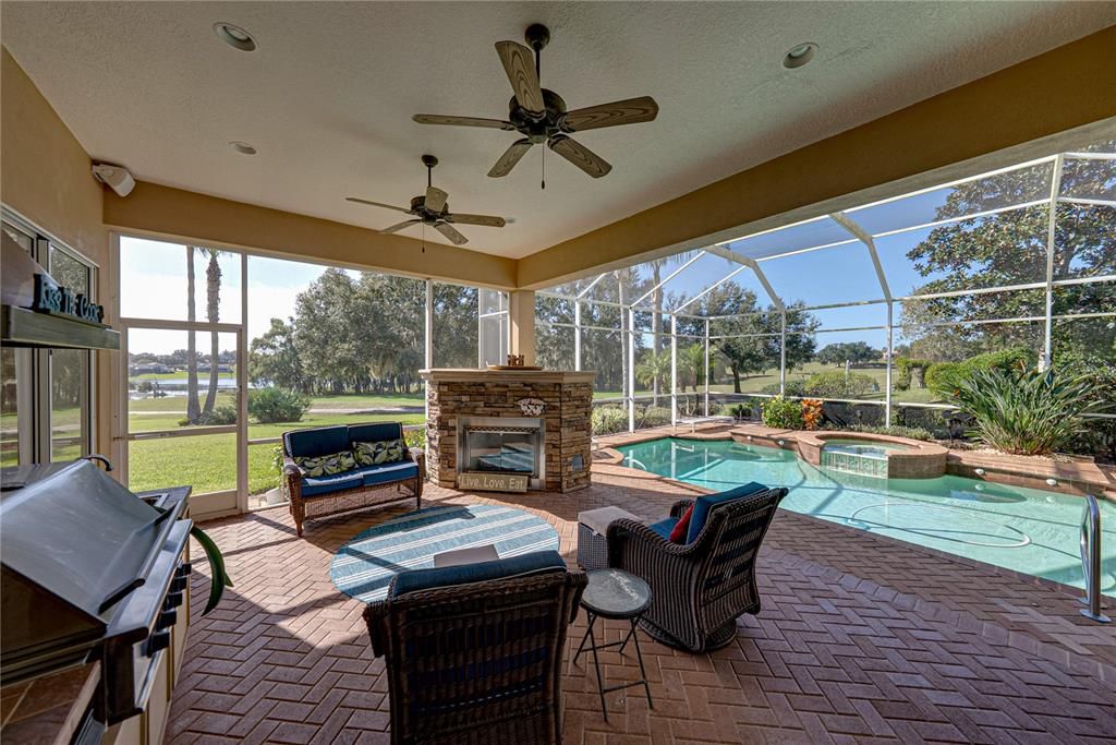 Fireplace, Glass Ceilings, Interior, Pool, Sun Room