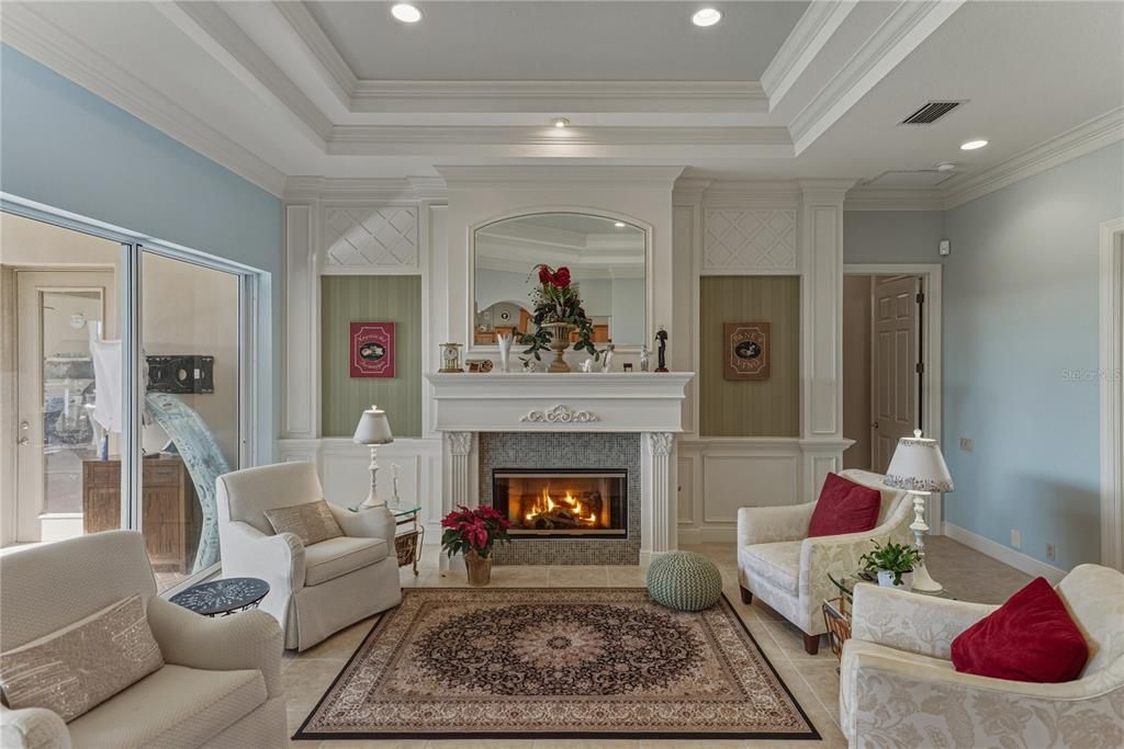 Fireplace, Interior, Living room, Recessed Lighting