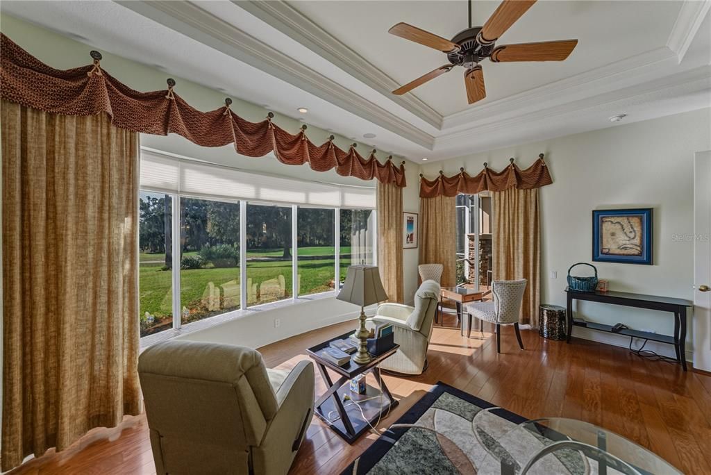 Home Office, Interior, Living room, Recessed Lighting, Wood Texture Flooring