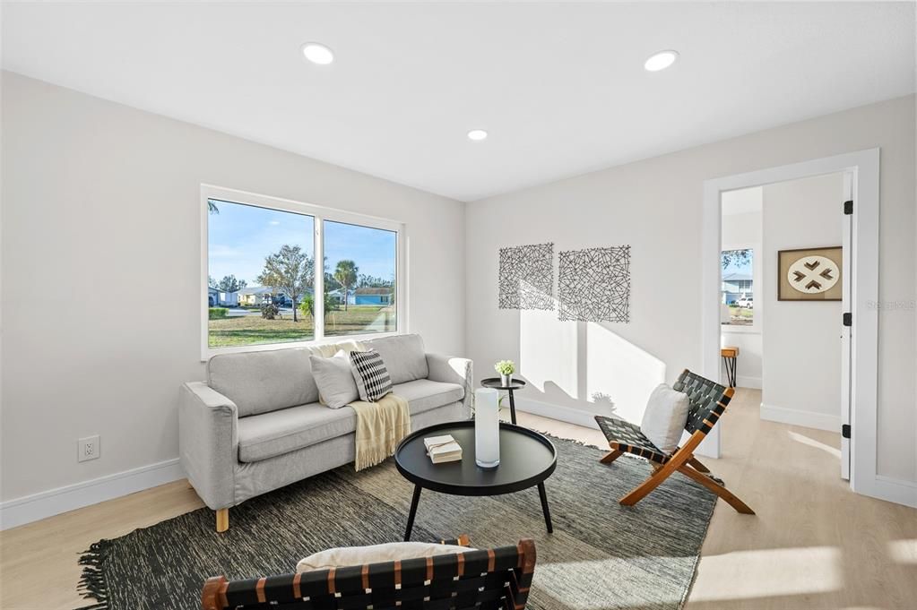 Interior, Living room, Recessed Lighting, Water, Wood Texture Flooring