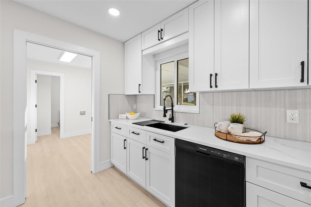 Interior, Kitchen, Recessed Lighting, Wood Texture Flooring