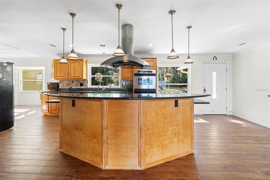 Interior, Kitchen, Pendant Lights, Recessed Lighting, Wood Texture Flooring