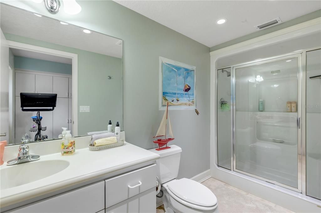 Bathroom, Glass Shower, Interior, Recessed Lighting