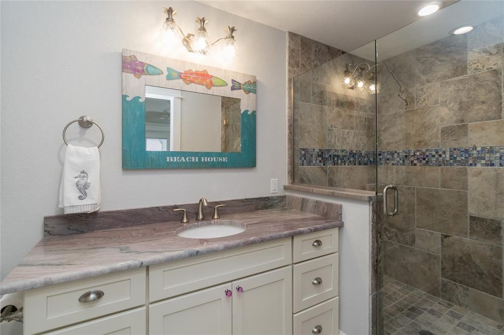 Bathroom, Glass Shower, Interior, Recessed Lighting